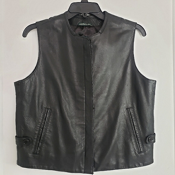 Harvé Bernard Leather Vest Small - Picture 1 of 13